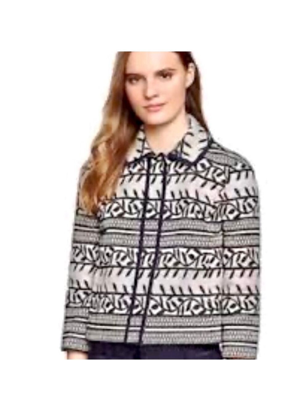 Tory Burch White & Black Patterned Blazer Jacket Size 8 hidden snaps